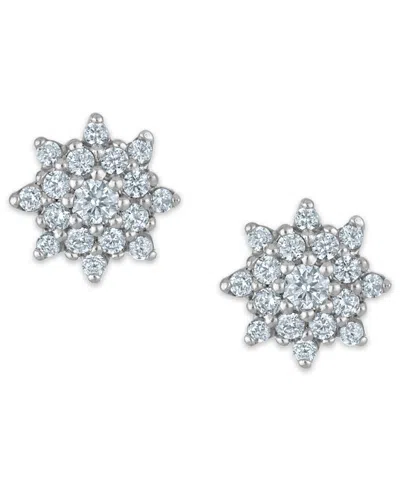 Macy's White Diamond Stud Earrings (0.25 Ct. T.w.) In 14k White Gold In Silver