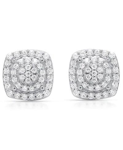 Macy's White Diamond Stud Earrings (1/4 Ct. T.w.) In Sterling Silver In Metallic