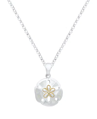 Macy's White Pearl Sand Dollar Pendant Necklace In Sterling Silver In Multi
