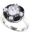 Macy's White Quartz (1-7/8 Ct. T.w.), White Topaz (1/2 Ct. T.w.) & Black Spinel (1-1/5 Ct. T.w.) Cluster Ri In Multi-gemstone