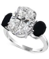 Macy's White Quartz 4-3/4 Ct. T.w. And Black Onyx 2-7 X 5mm Oval Statement Ring In Sterling Silver In Silver