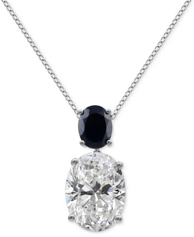 Macy's White Quartz 7-3/4 Ct. T.w. Black Onyx 9 X 7 Mm Oval Statement Pendant In Sterling Silver In Multi