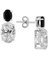 Macy's White Quartz 9-1/2 Ct. T.w. And Black Onyx 8 X 6 Mm Oval Drop Earrings In Sterling Silver In Multi