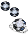 Macy's White Quartz White Topaz Black Spinel Cluster Jewelry Collection In Sterling Silver In Multi-gemstone