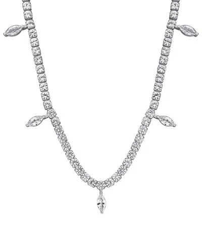 Macy's White Sapphire (11-1/2 Ct. T.w.) Charm Necklace In Sterling Silver