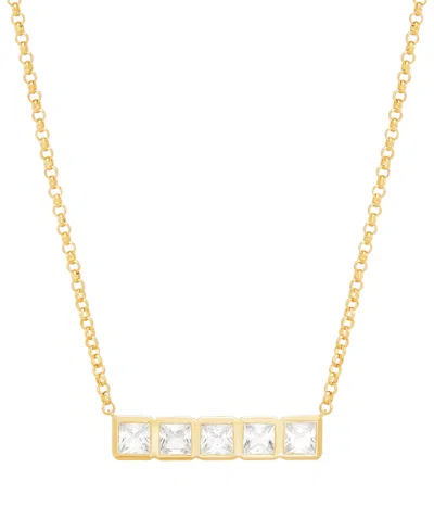 Macy's White Sapphire Bar Necklace (1-1/3 Ct. T.w.) In 14k Yellow Gold-plated Sterling Silver