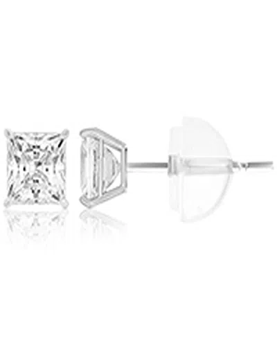 Macy's White Swarovski Zirconia Solitaire Earrings In 14k White Gold In Pink