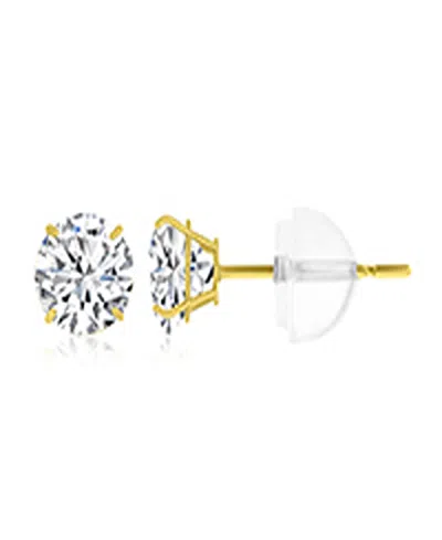 Macy's White Swarovski Zirconia Solitaire Earrings In 14k Yellow Gold