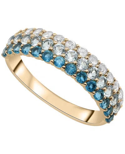 Macy's White Topaz (1/2 Ct. T.w.), Sky Blue Topaz (5/8 Ct. T.w.) And London Blue Topaz (1/2 Ct. T.w.) Multi In Gold