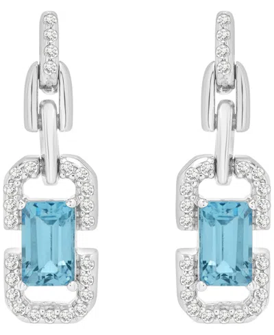 Macy's White Topaz (1/6 Ct. T.w.) And Blue Topaz (5/8 Ct. T.w.) Drop Earrings In Sterling Silver In Neutral
