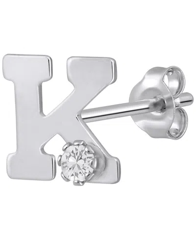 Macy's White Topaz Stud Earrings In 14k Yellow Gold (also Available In 14k White Gold) In Green