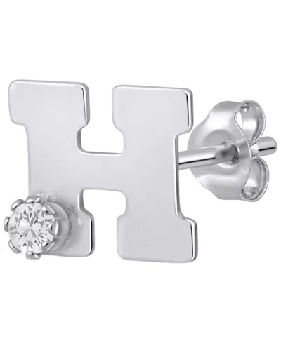 Macy's White Topaz Stud Earrings In 14k Yellow Gold (also Available In 14k White Gold) In Blue