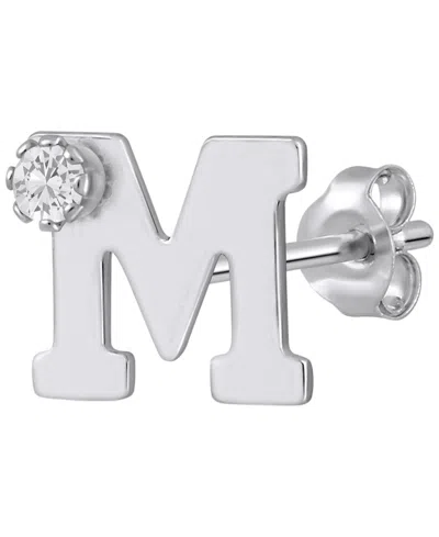 Macy's White Topaz Stud Earrings In 14k Yellow Gold (also Available In 14k White Gold) In Red