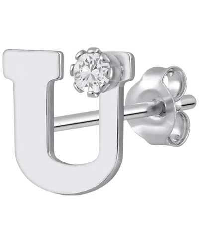 Macy's White Topaz Stud Earrings In 14k Yellow Gold (also Available In 14k White Gold) In Orange