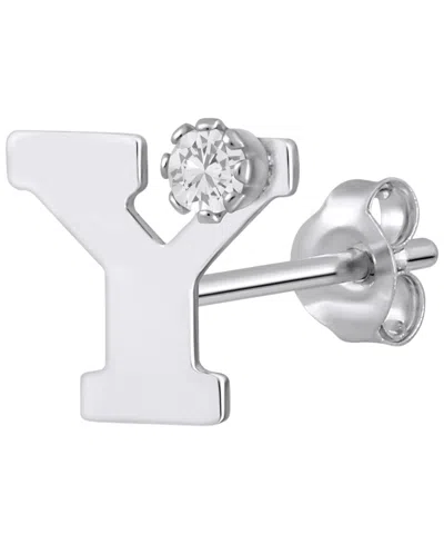 Macy's White Topaz Stud Earrings In 14k Yellow Gold (also Available In 14k White Gold) In Metallic