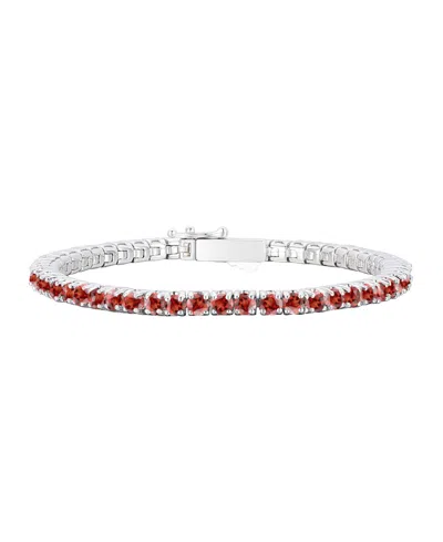 Macy's White Topaz Tennis Bracelet (12-1/2 Ct. T.w.) In Sterling Silver In Garnet