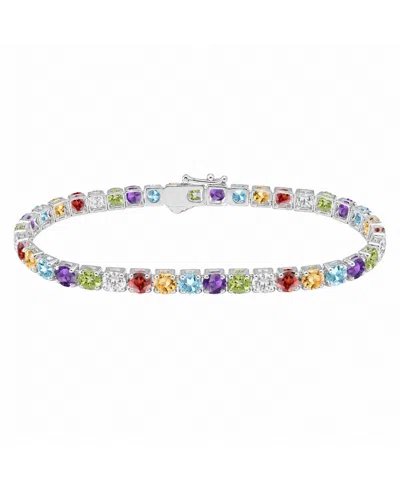 Macy's White Topaz Tennis Bracelet (12-1/2 Ct. T.w.) In Sterling Silver In Multi Gemstone