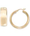 Macy's Wide Polished Small Hoop Earrings In 14k Gold-plated Sterling Silver, 20mm In Gold Over Silver