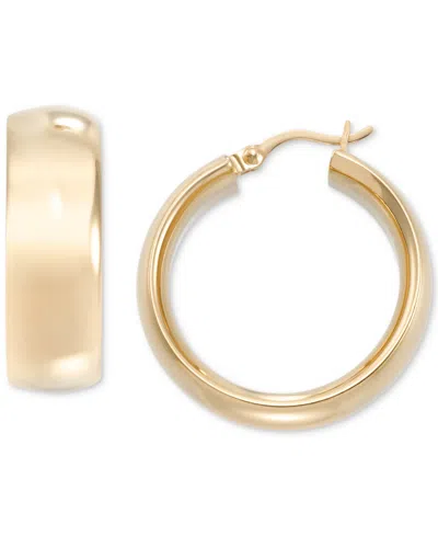 Macy's Wide Polished Small Hoop Earrings In 14k Gold-plated Sterling Silver, 20mm In Gold Over Silver