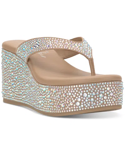Macy's Wild Pair Women's Loli Embellished Thong Platform Sandals, Exclusively At  In Gold