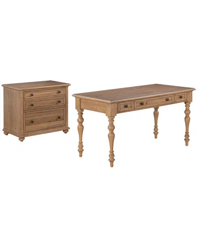 Macy's Willowmere 2-piece Writing Desk & File Cabinet Set, Macy Exclusive In Brown