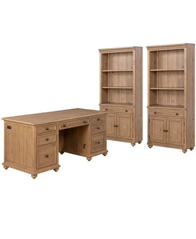 Macy's Willowmere 3-piece Home Office Set (executive Desk & 2 Bookcases),  Exclusive In Brown