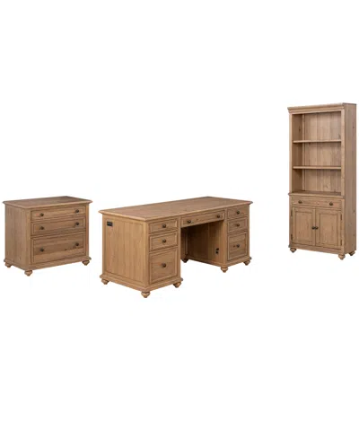 Macy's Willowmere 3-piece Home Office Set (executive Desk, File Cabinet & Bookcase),  Exclusive In Brown