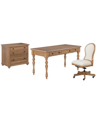 Macy's Willowmere 3-piece Home Office Set (writing Desk, Desk Chair & File Cabinet) In Brown