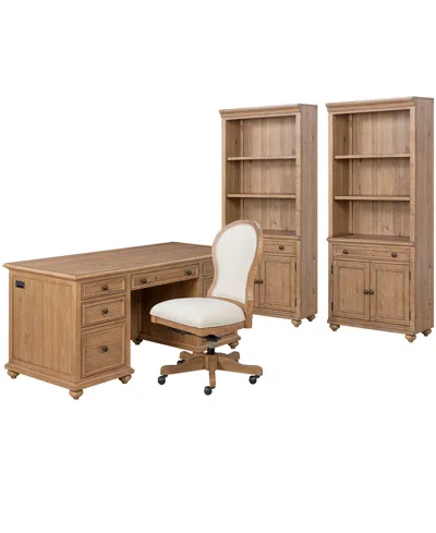 Macy's Willowmere 4-piece Home Office Set (executive Desk, Desk Chair & 2 Bookcases),  Exclusive In Brown