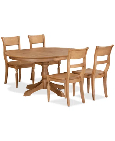 Macy's Willowmere 5-pc. Dining Set (round Table & 4 Wood Chairs) Created For . In Transparent