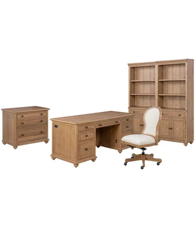 Macy's Willowmere 5-piece Home Office Set (executive Desk, Desk Chair, File Cabinet & 2 Bookcases),   In Brown