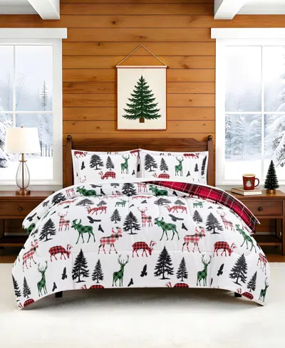 Macy's Winter Scene Deer Soft Hand Feel 3-piece Comforter Set In Multi