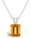 Macy's Women's Citrine (3-1/6 Ct.t.w.) And Diamond Accent Pendant Necklace In Sterling Silver In Citrine