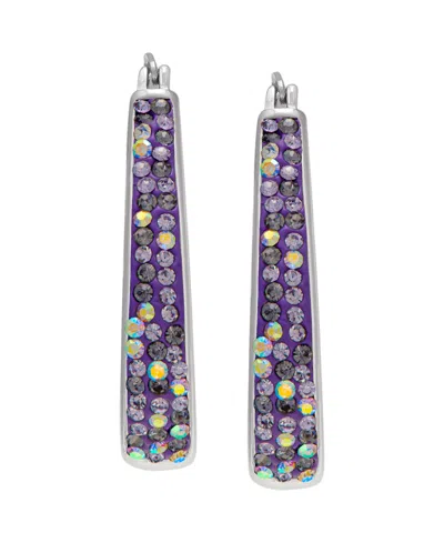 Macy's Women's Color Crystal Hoop Earrings In Lavender