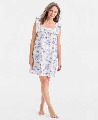 Macy's Women's Cotton Toile Clip Dot Chemise,  Exclusive In Blue