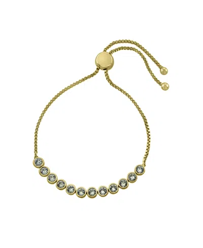 Macy's Women's Crystal Bezel Set Adjustable Bracelet In Gold
