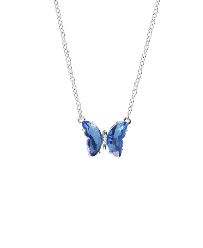 Macy's Women's Crystal Butterfly Necklace In Blue