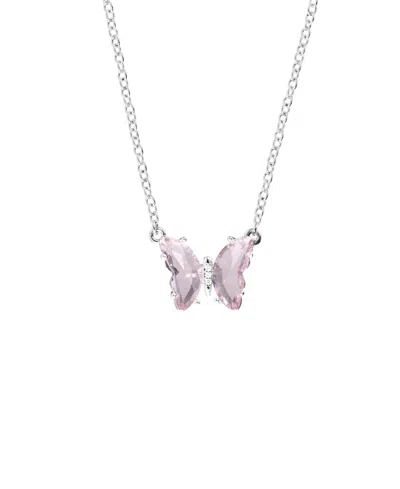 Macy's Women's Crystal Butterfly Necklace In Light Pink