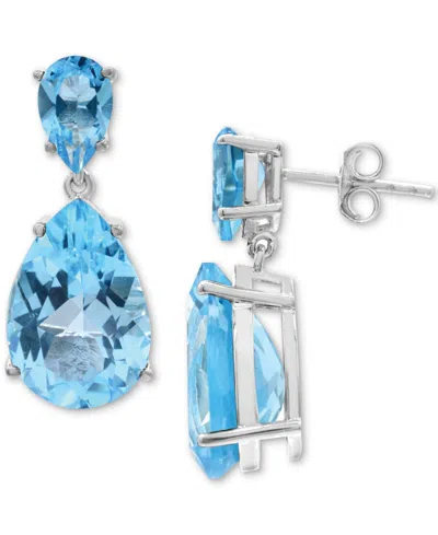 Macy's Women's Drop Earrings In Sterling Silver In Blue