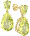 Macy's Women's Drop Earrings In Sterling Silver In Green