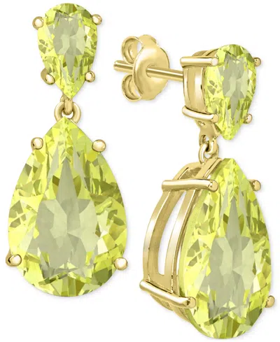 Macy's Women's Drop Earrings In Sterling Silver In Green