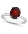Macy's Women's Garnet (3-1/10 Ct.t.w.) And Diamond Accent Ring In Sterling Silver In Garnet