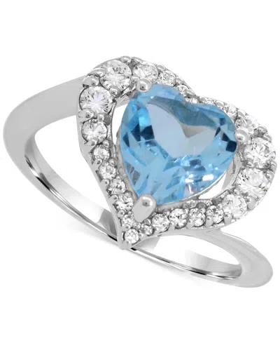 Macy's Women's Heart Ring In Sterling Silver In Blue