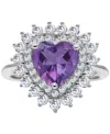 Macy's Women's Heart Ring In Sterling Silver In Purple