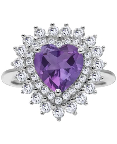 Macy's Women's Heart Ring In Sterling Silver In Purple