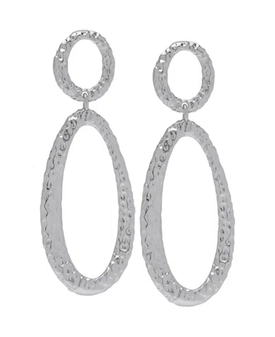 Macy's Women's Oval Drop Stud Earrings In Silver