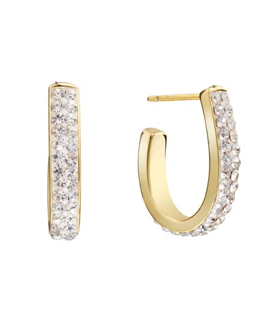 Macy's Women's Rainbow Color Crystals J Post Hoop Earrings In Gold