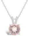 Macy's Women's Rose Quartz (1-3/4 Ct.t.w.) And Diamond Accent Pendant Necklace In Sterling Silver In Rose Quartz