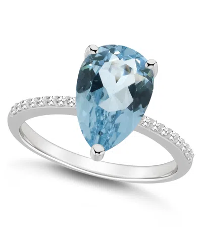 MACY'S WOMEN'S SKY BLUE TOPAZ (3-2/3 CT.T.W.) AND DIAMOND (1/10 CT.T.W.) RING IN STERLING SILVER
