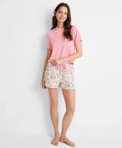 Macy's State Of Day Womens Short Sleeve Tee Drawstring Floral Shorts Exclusively At Macys